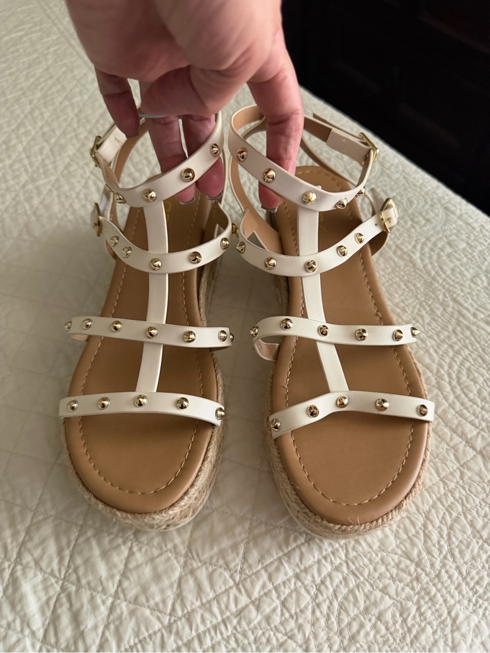 White Studded Strappy Women's Sandals